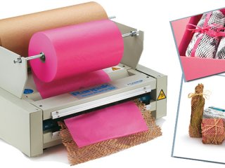 Geami Wrappack Maschine mit pinkem Papier